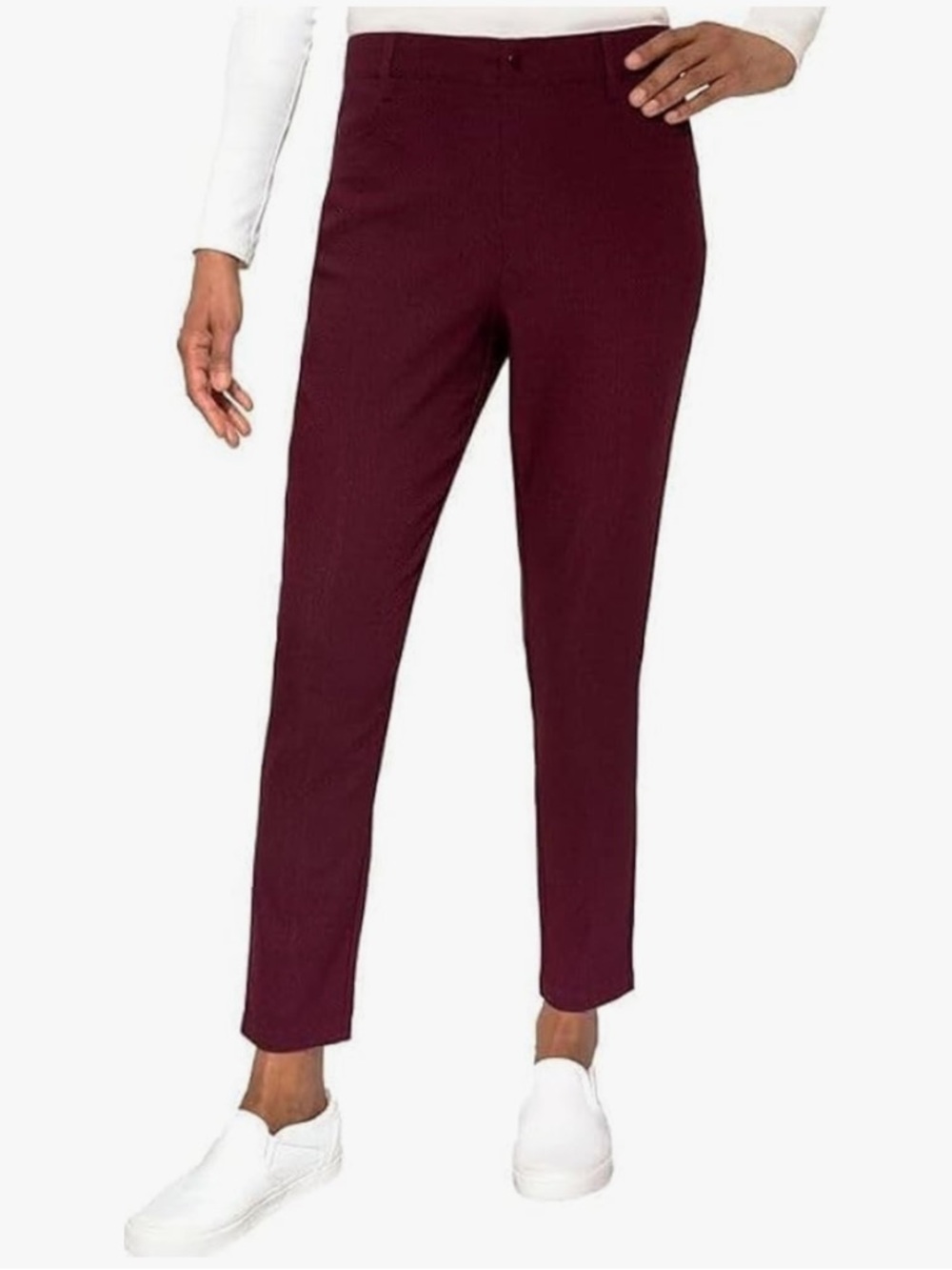 Mario Serrani Burgundy Ankle-Length Pull-On Pants